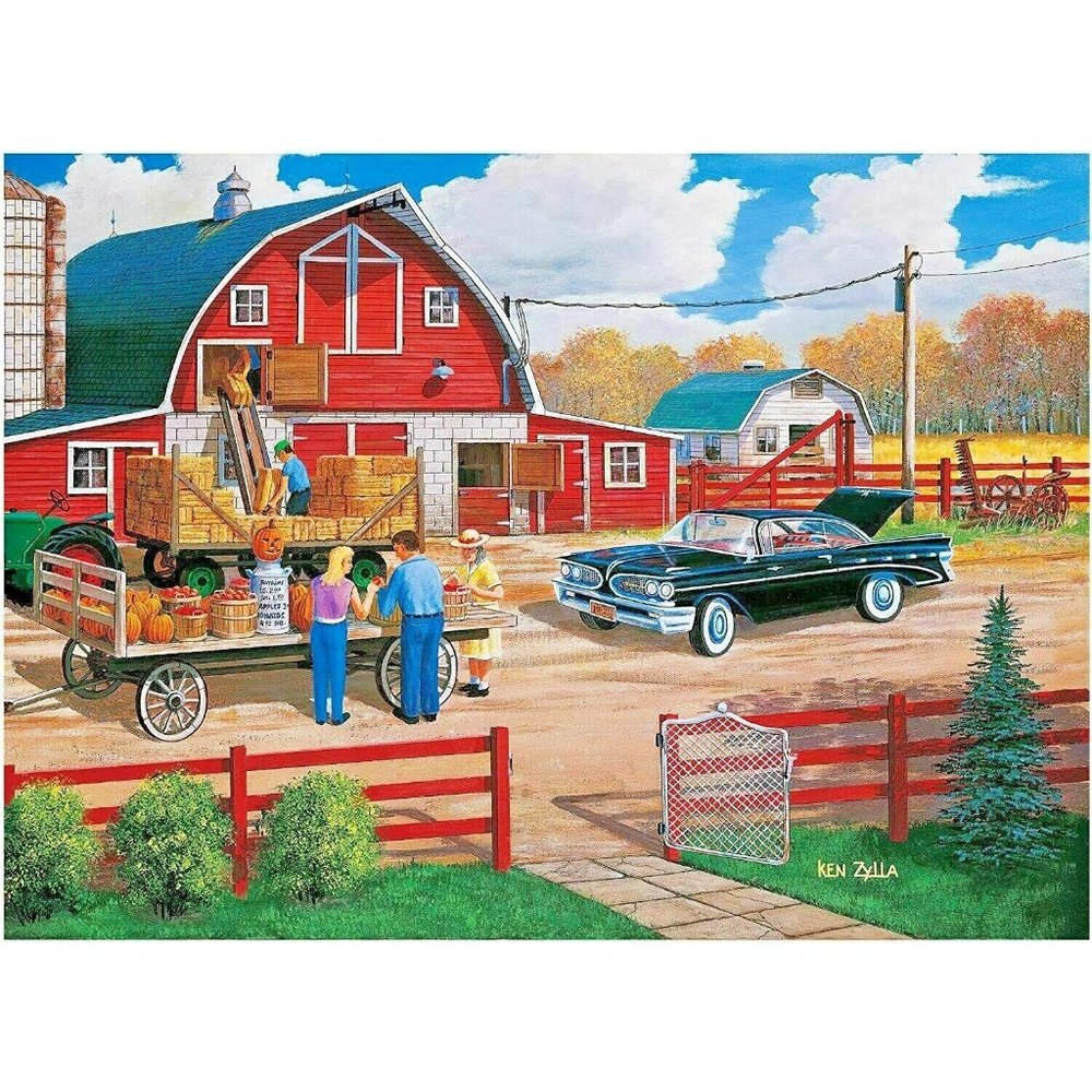 Season of Plenty Country Farm and Barn Jigsaw Puzzle with Tin 28 x 20-in Gift